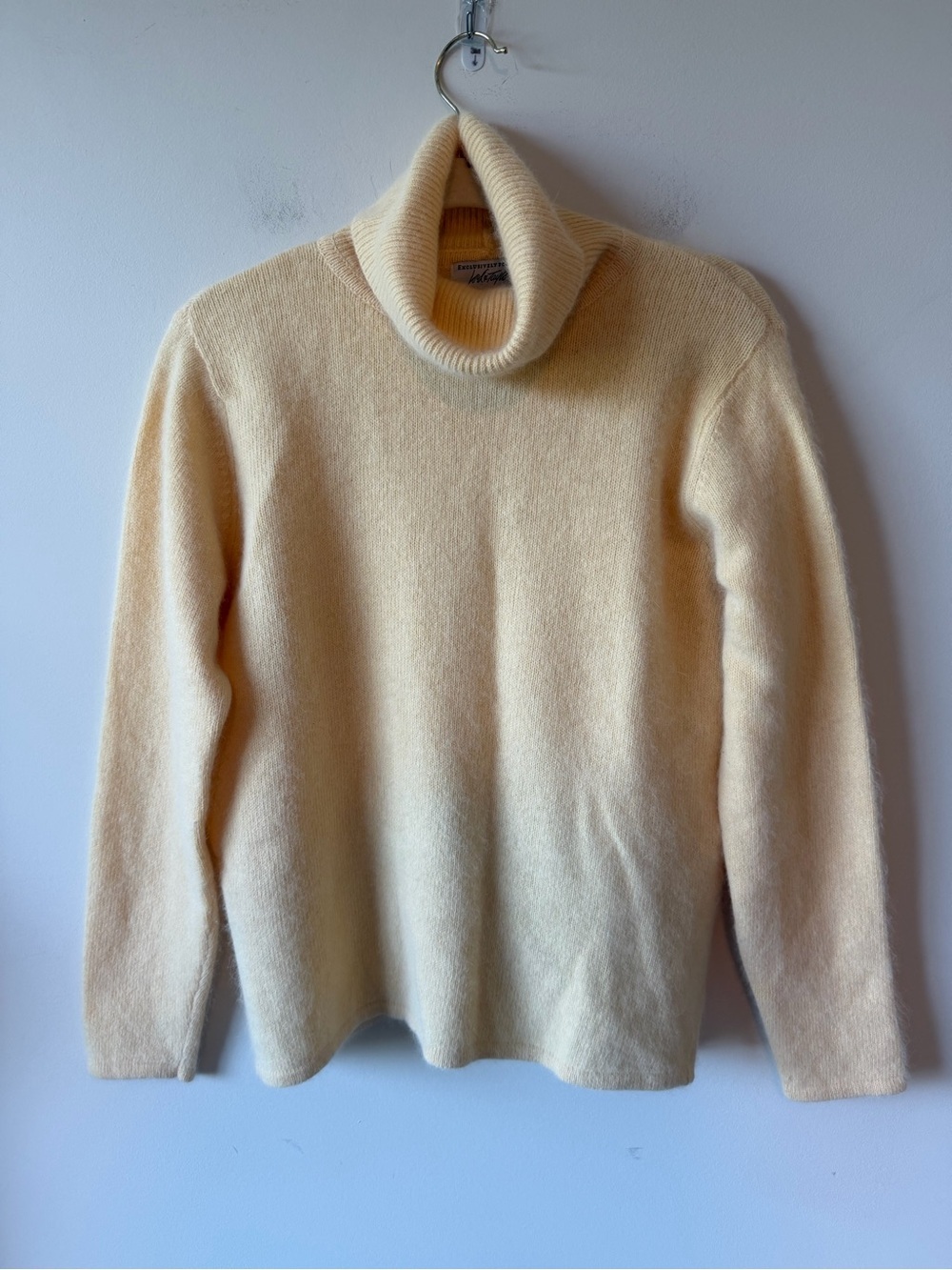 Lord & Taylor Butter Yellow Lambswool Angora Rabbit Hair Sweater